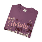 T-Shirt — “Delulu But Well Read” Cute Cherry & Bow Graphic Tee