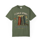 Book Lover T-Shirt — "I Crack Spines and I'll Do It Again" Vintage Stack Graphic