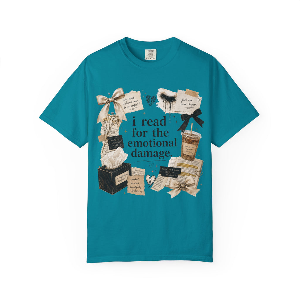 I Read For The Emotional Damage T-Shirt — Book Lover Graphic Tee