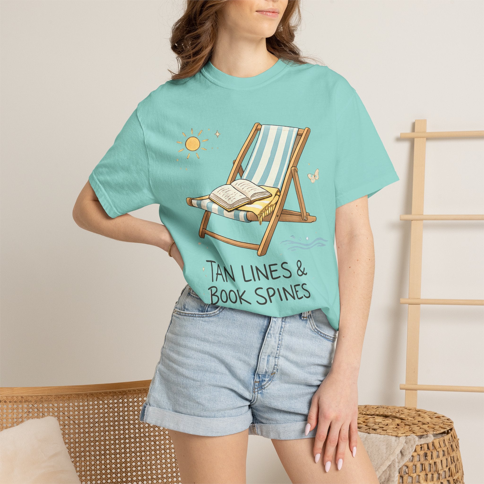Beach Reading T-Shirt — "Tan Lines & Book Spines" Summer Reader Tee