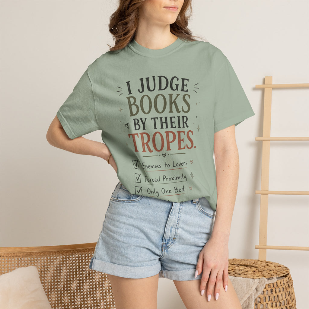 I Judge Books By Their Tropes T-Shirt — Funny Reader Literary Tee