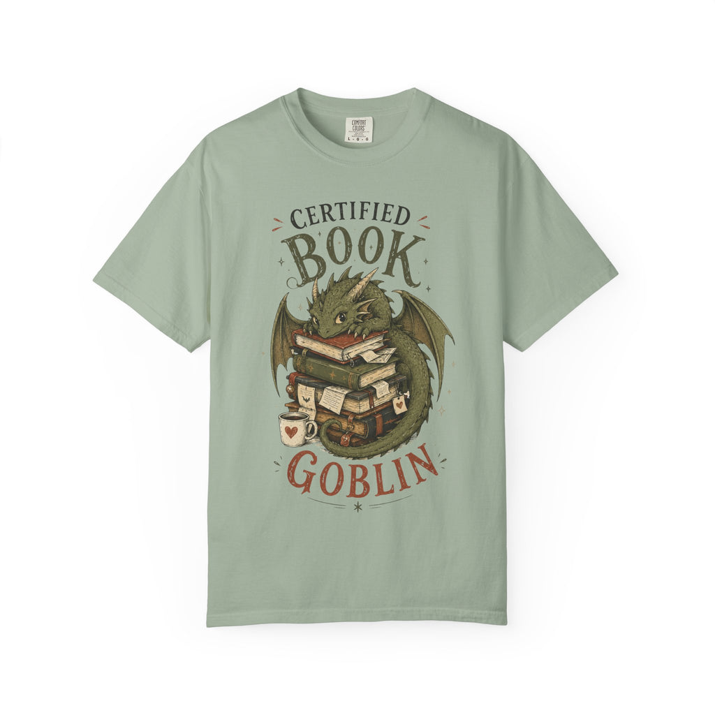 Certified Book Goblin T-Shirt — Cute Dragon Reading Graphic Tee for Book Lovers