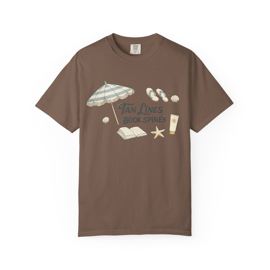 Beach Reading T-Shirt — "Tan Lines, Book Spines" Summer Graphic Tee