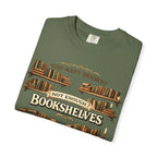 Bookshelf T-Shirt — "Too Many Books? Not Enough Bookshelves" Reader Shirt