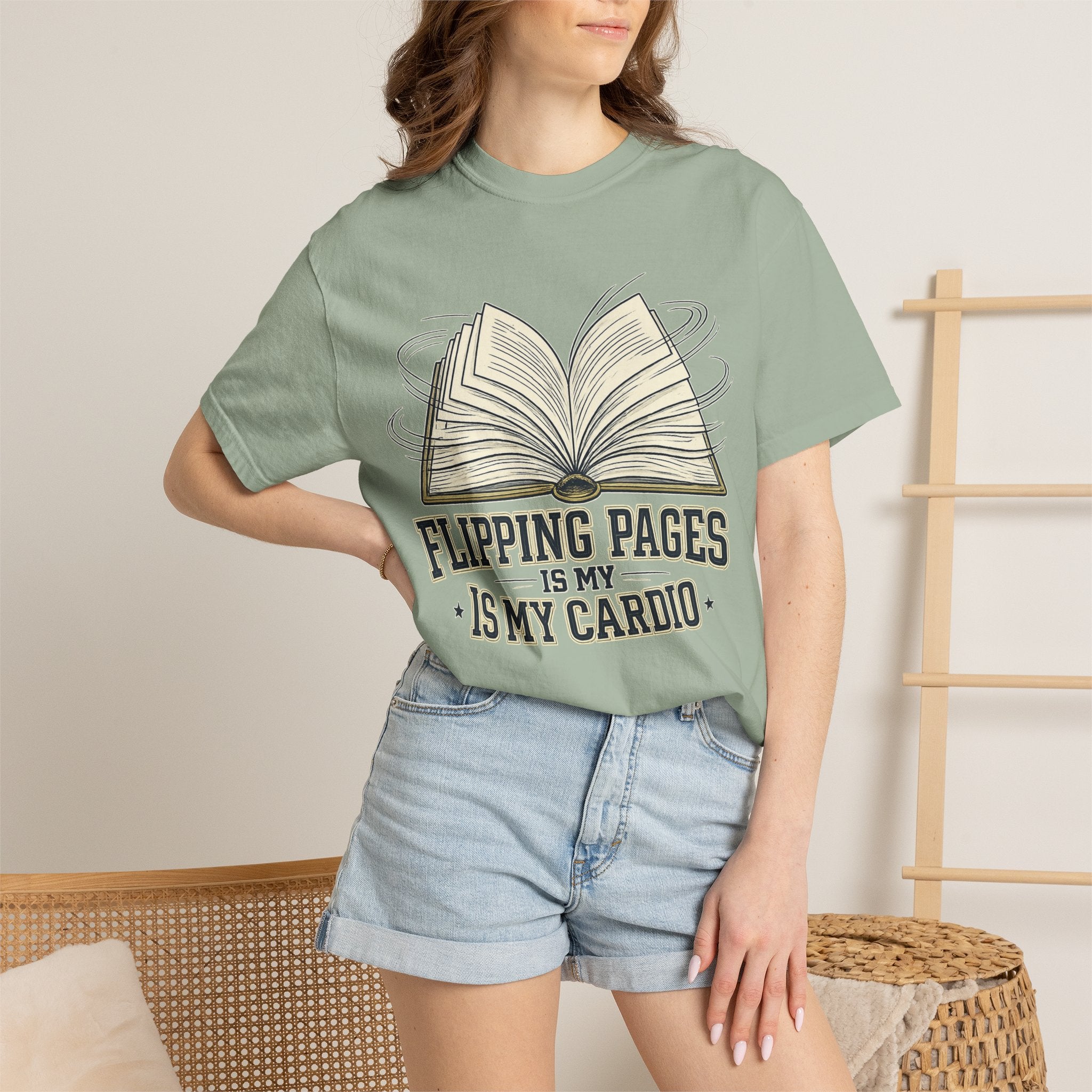 Book Lover T-Shirt — "Flipping Pages Is My Cardio" Graphic Tee