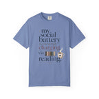 Reading Recharge T-Shirt — "My Social Battery Is Currently Charging via Reading" Booklover Tee