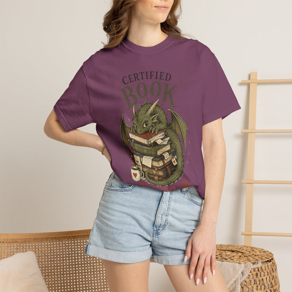 Certified Book Goblin T-Shirt — Cute Dragon Reading Graphic Tee for Book Lovers
