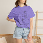 Graphic T-Shirt — “Currently Kicking My Feet Over Fictional Men” Printed Tee for Book Lovers