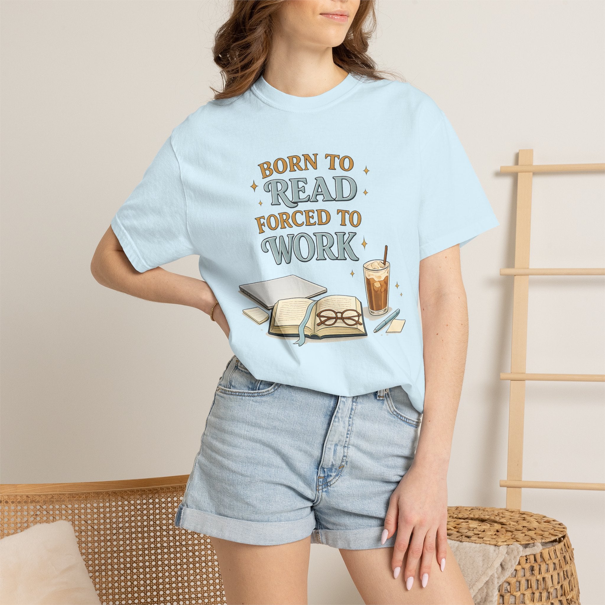 Reading Lover T-Shirt — "Born to Read, Forced to Work" Graphic Tee