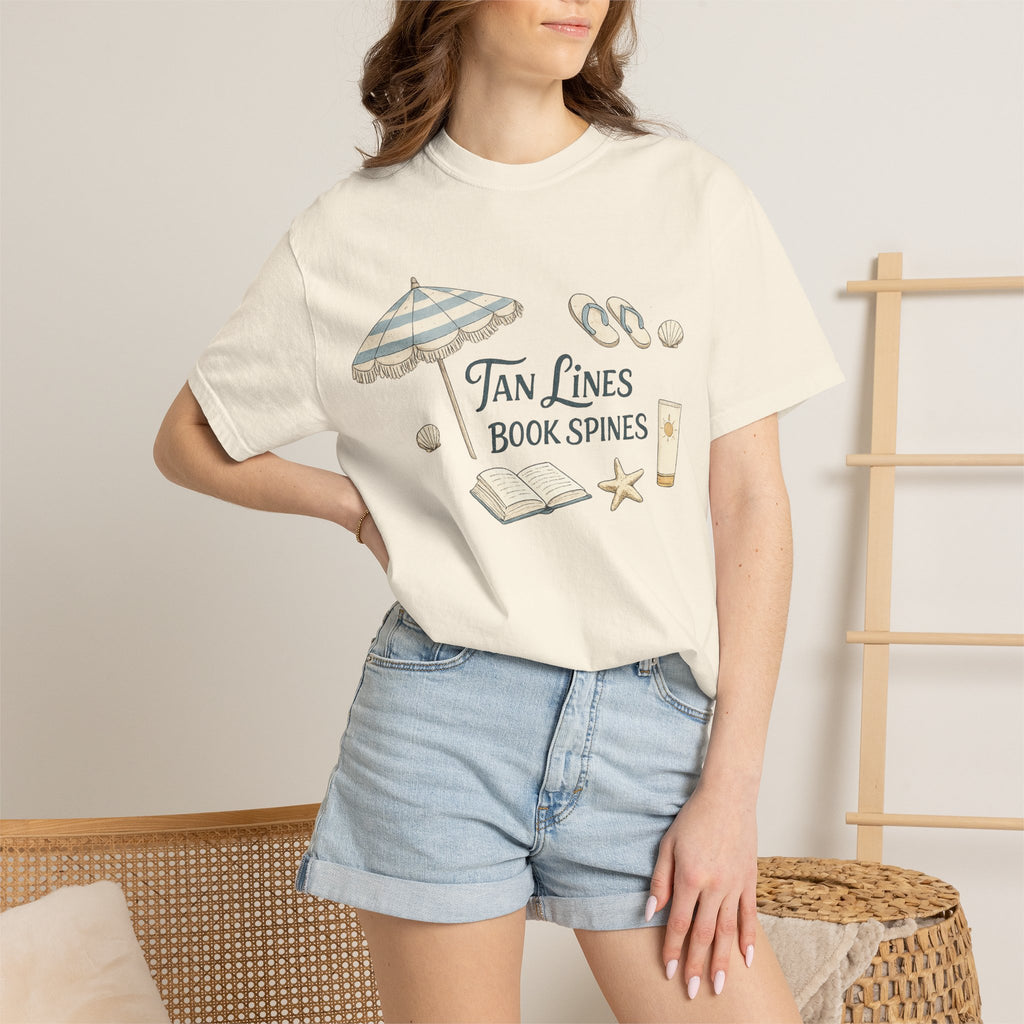 Beach Reading T-Shirt — "Tan Lines, Book Spines" Summer Graphic Tee