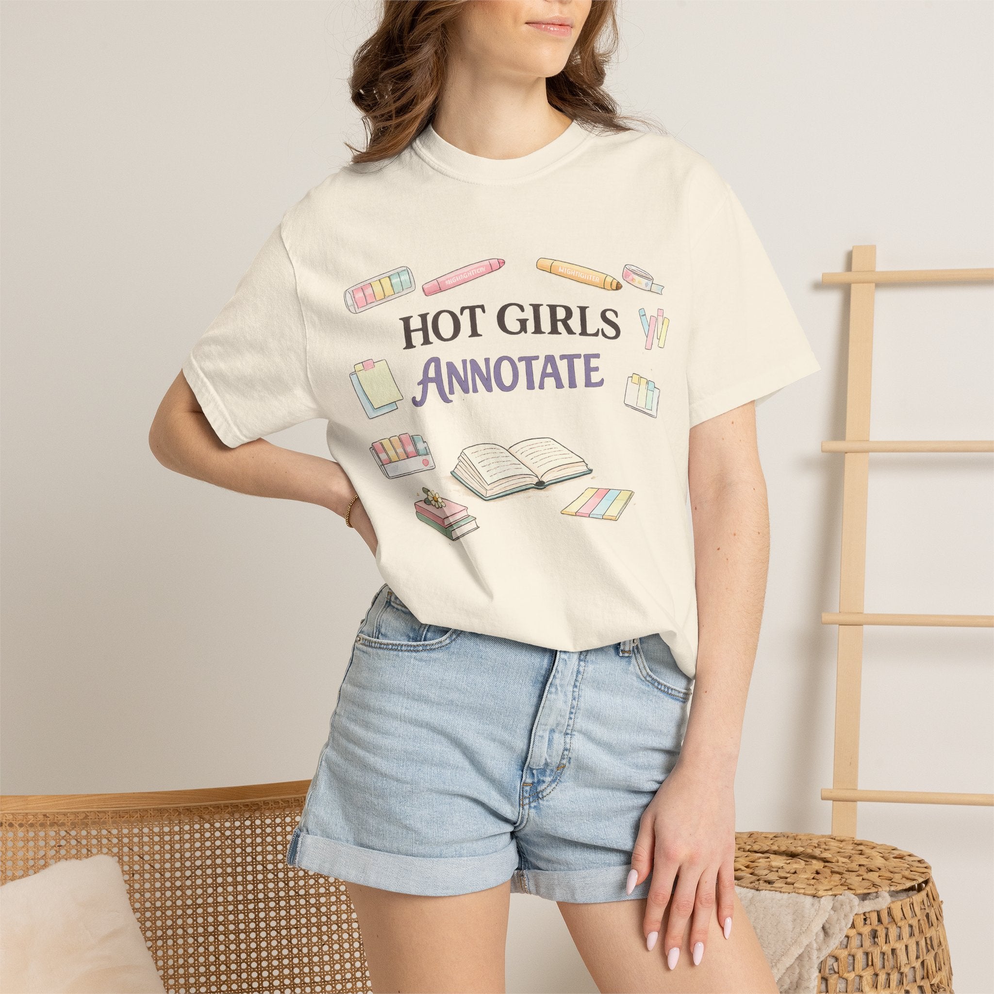 Hot Girls Annotate T-Shirt — Cute Study/Bookish Graphic Tee for Students & Readers