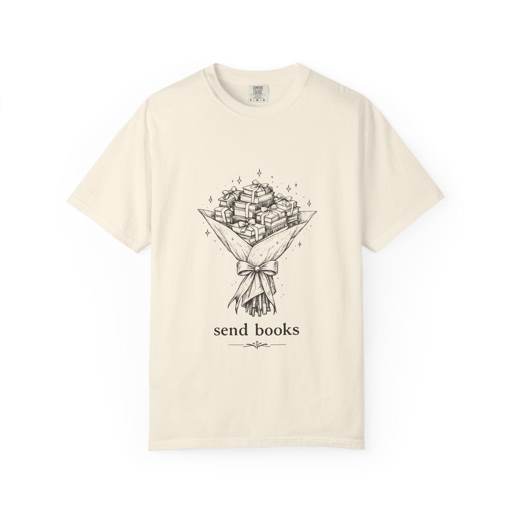 T-Shirt — “Send Books” Bouquet Graphic Tee | Literary Gift for Book Lovers