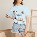 Coffee Icy, Books Spicy T-Shirt — Literary Coffee Lover Tee