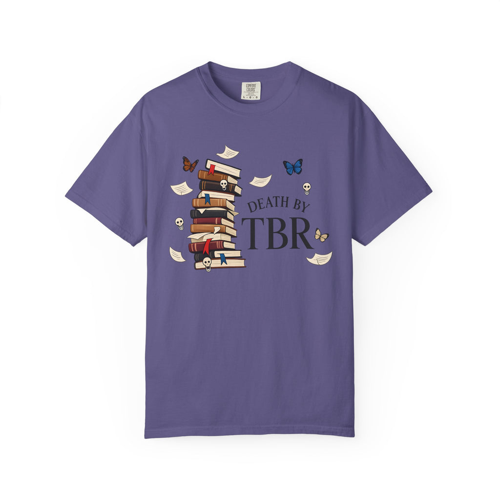 Death by TBR Book Stack T-Shirt — Reader Gift Graphic Tee