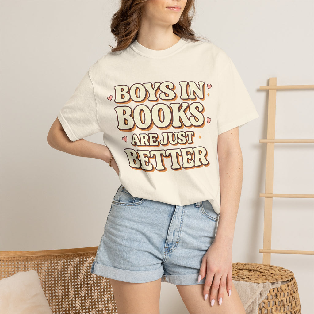 T-Shirt — "Boys in Books Are Just Better" Retro Literary Tee