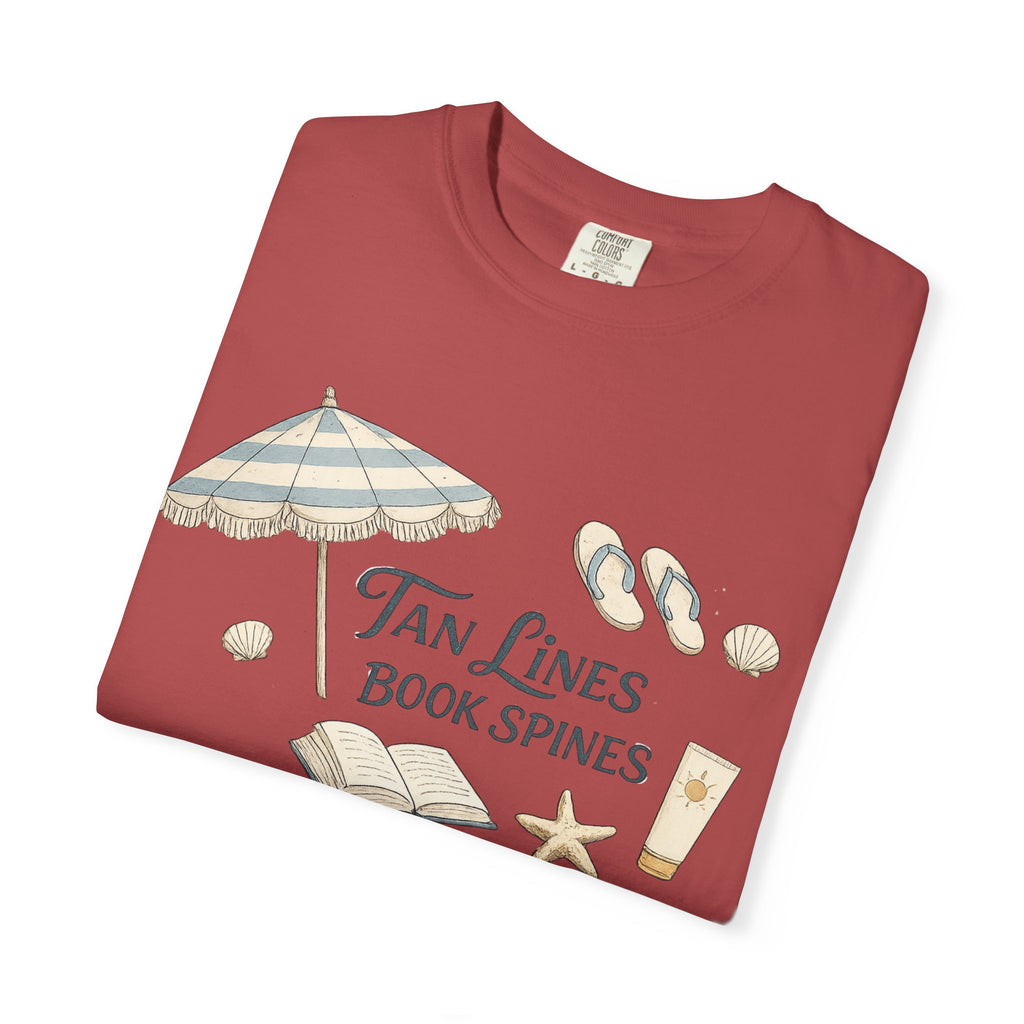 Beach Reading T-Shirt — "Tan Lines, Book Spines" Summer Graphic Tee
