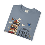 Death by TBR Book Stack T-Shirt — Reader Gift Graphic Tee