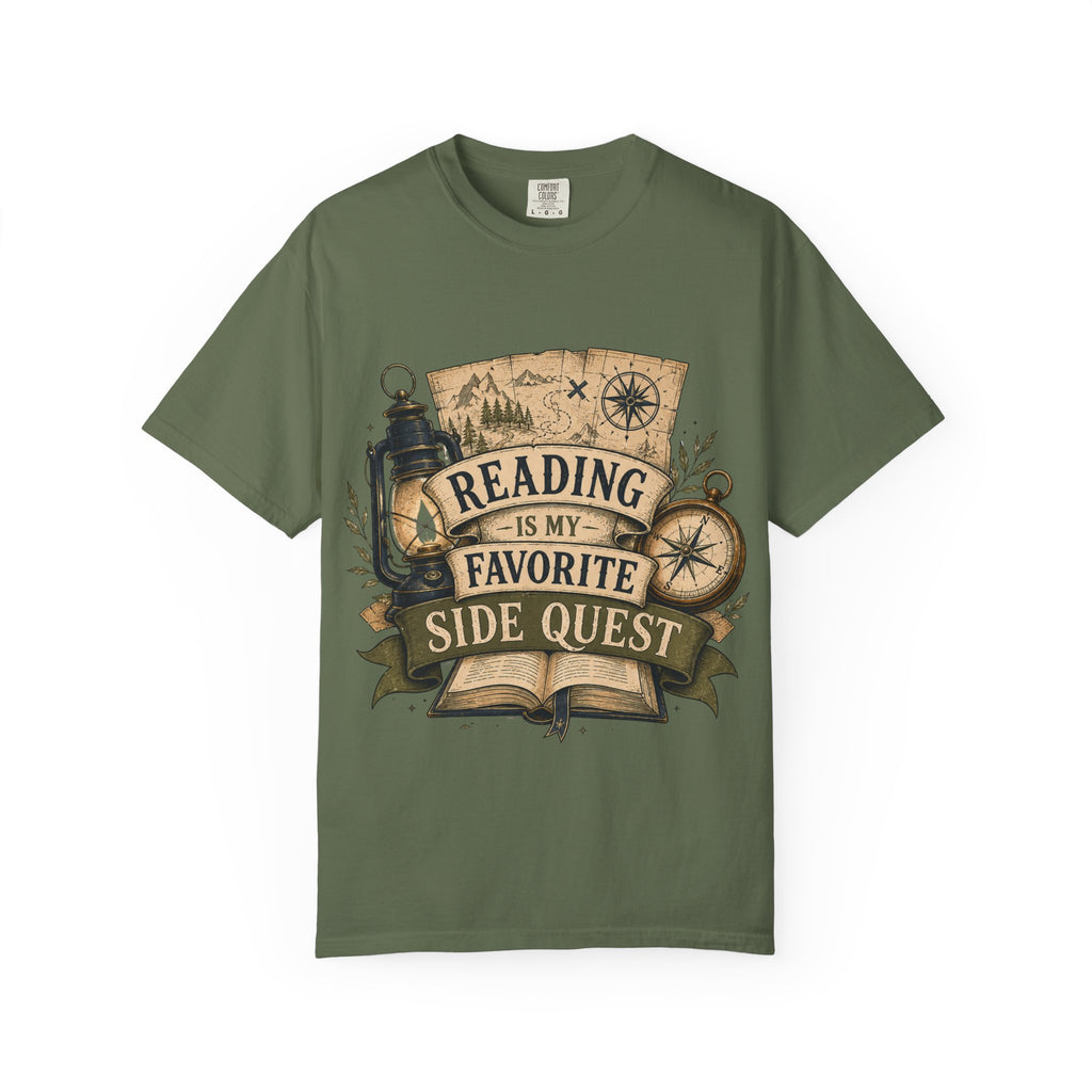 Reading Is My Favorite Side Quest T-Shirt — Adventure Book Lover Tee