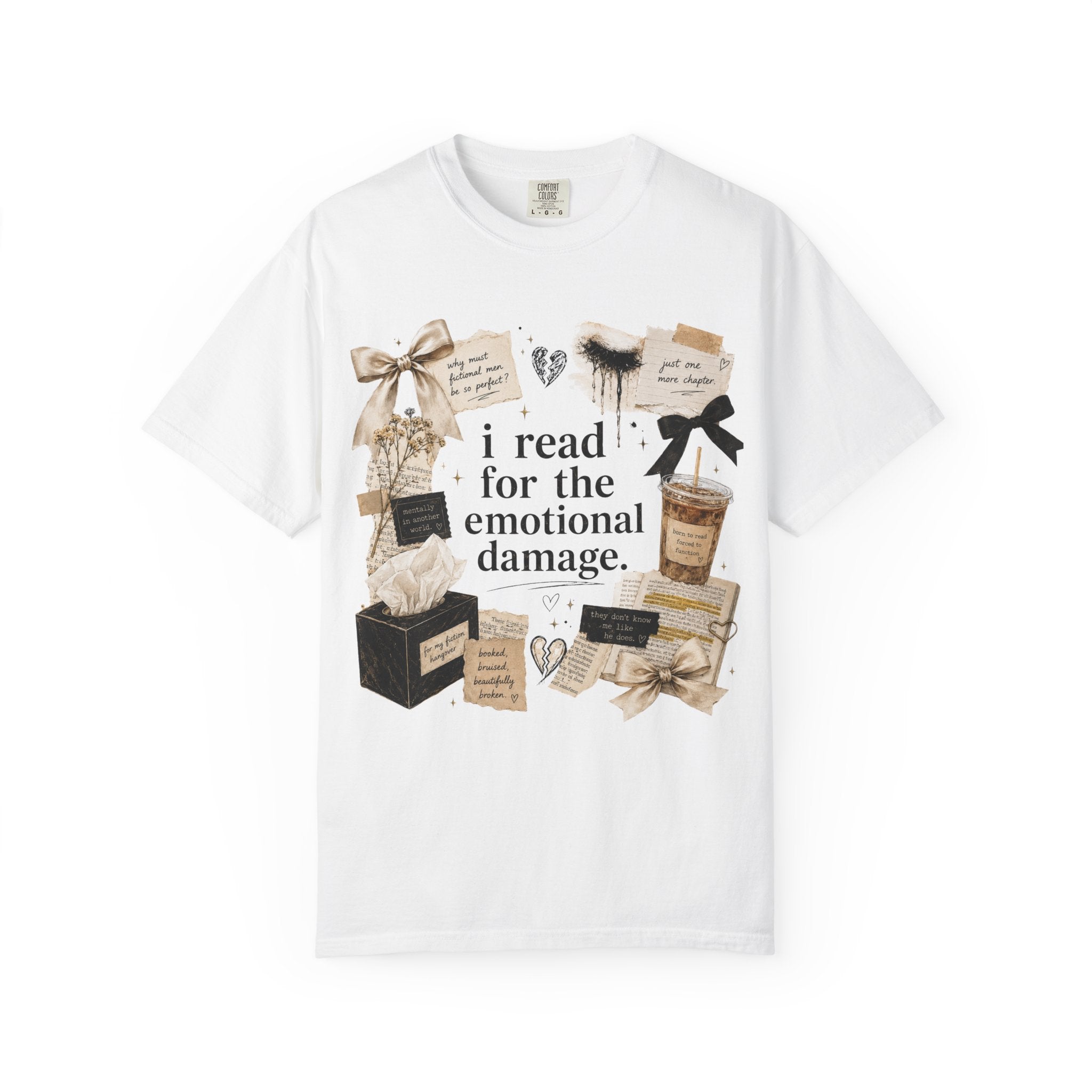 I Read For The Emotional Damage T-Shirt — Book Lover Graphic Tee