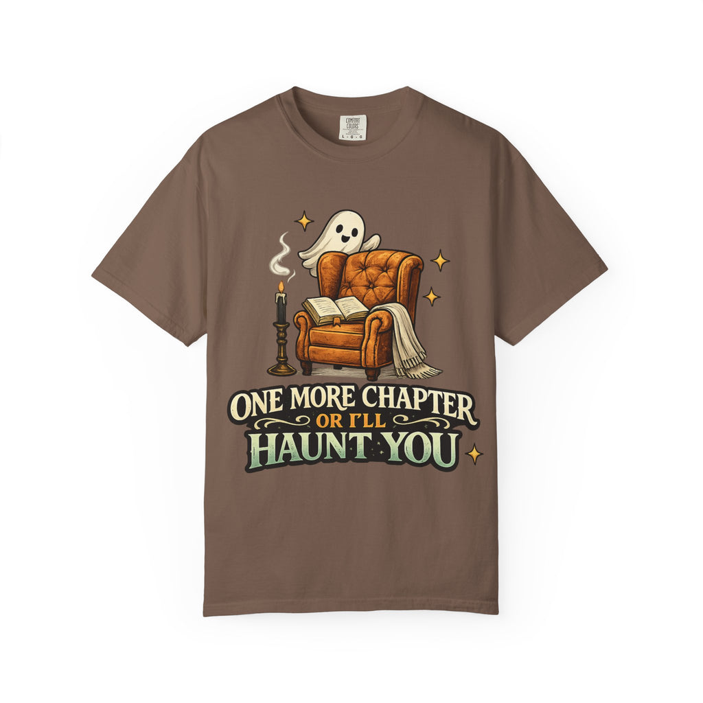 T-Shirt — “One More Chapter or I’ll Haunt You” Ghost Reading Tee