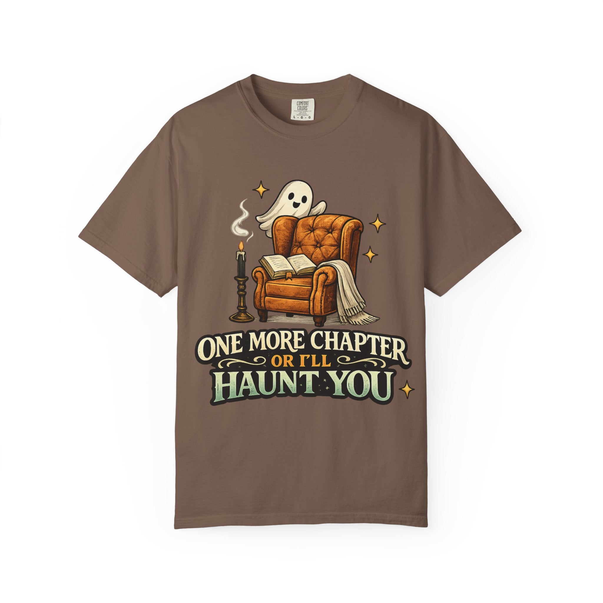 T-Shirt — “One More Chapter or I’ll Haunt You” Ghost Reading Tee