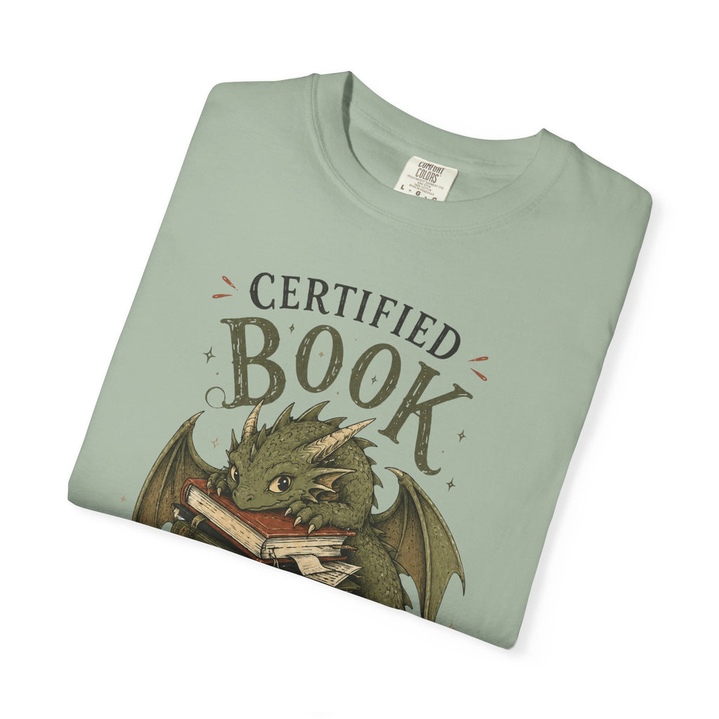 Certified Book Goblin T-Shirt — Cute Dragon Reading Graphic Tee for Book Lovers