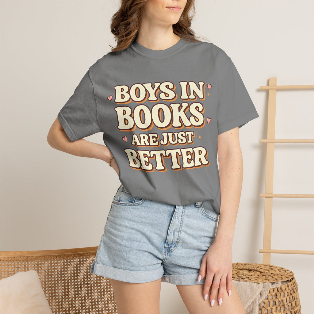 T-Shirt — "Boys in Books Are Just Better" Retro Literary Tee