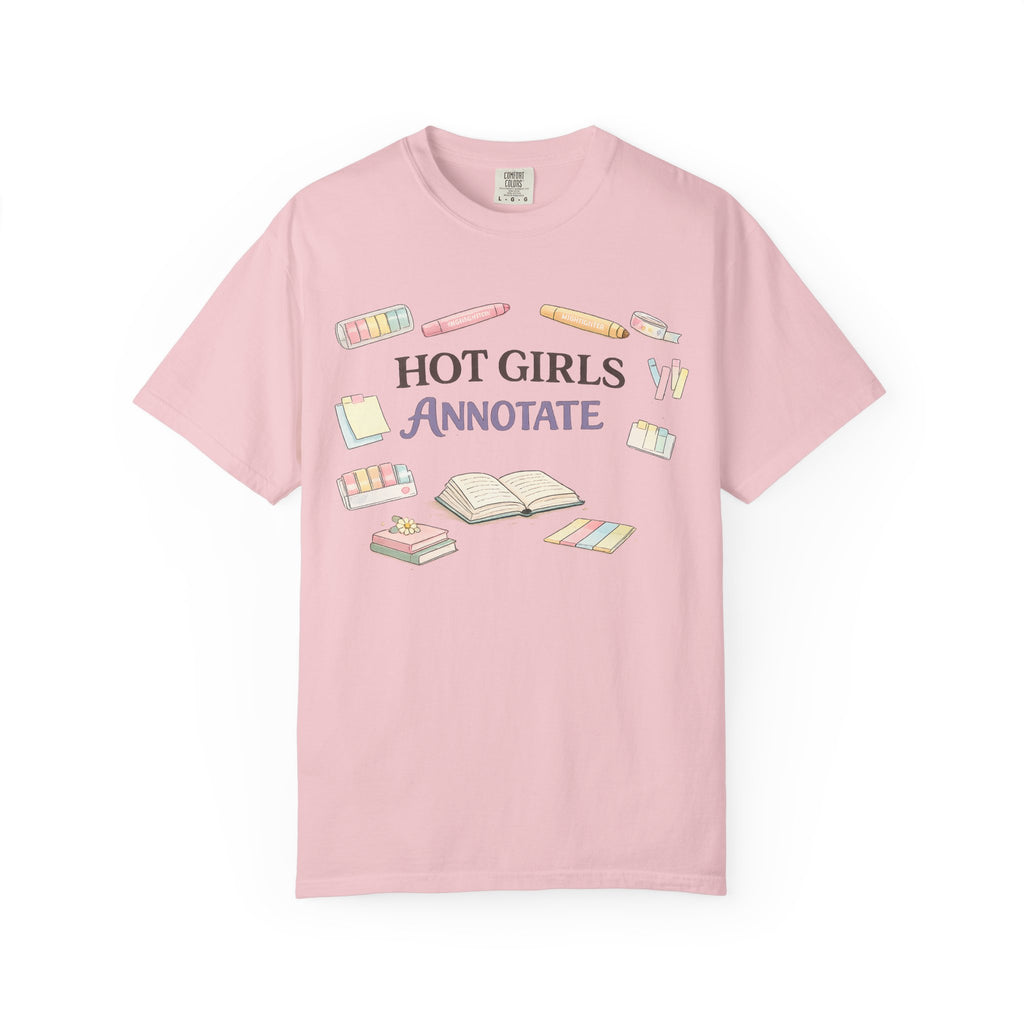 Hot Girls Annotate T-Shirt — Cute Study/Bookish Graphic Tee for Students & Readers