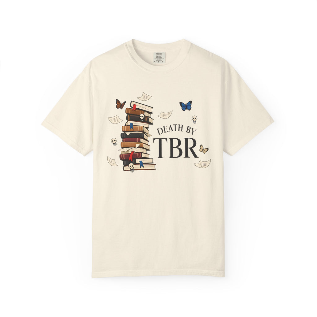 Death by TBR Book Stack T-Shirt — Reader Gift Graphic Tee