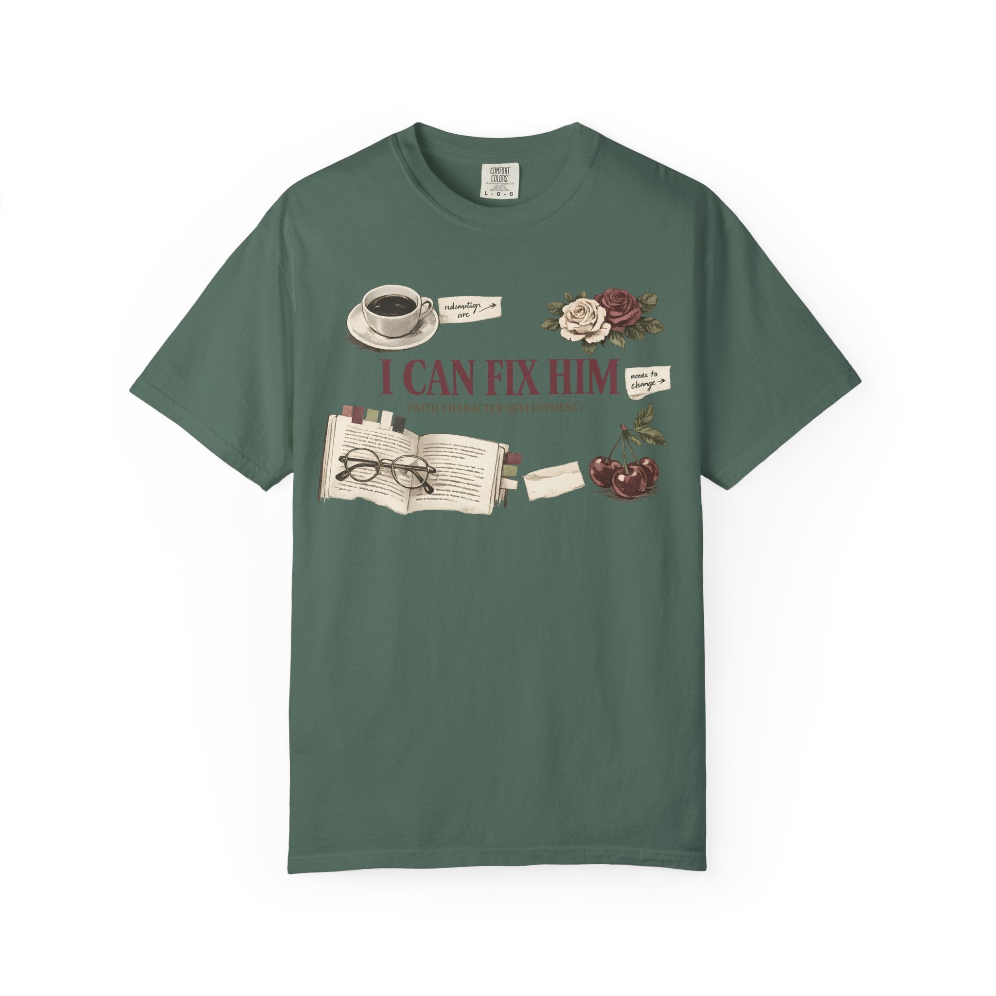 I Can Fix Him T-Shirt — Vintage Floral Literary Coffee Graphic Tee
