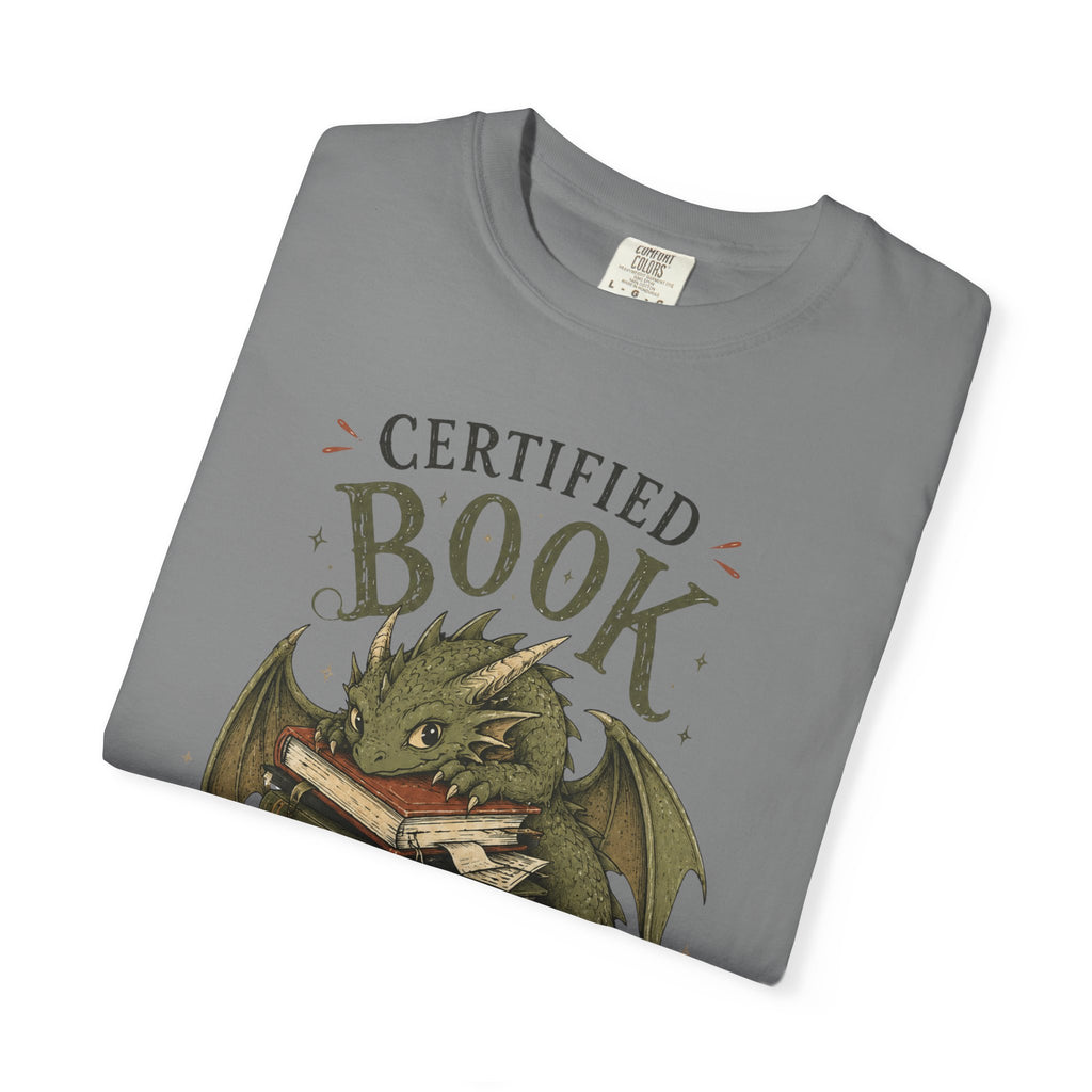 Certified Book Goblin T-Shirt — Cute Dragon Reading Graphic Tee for Book Lovers