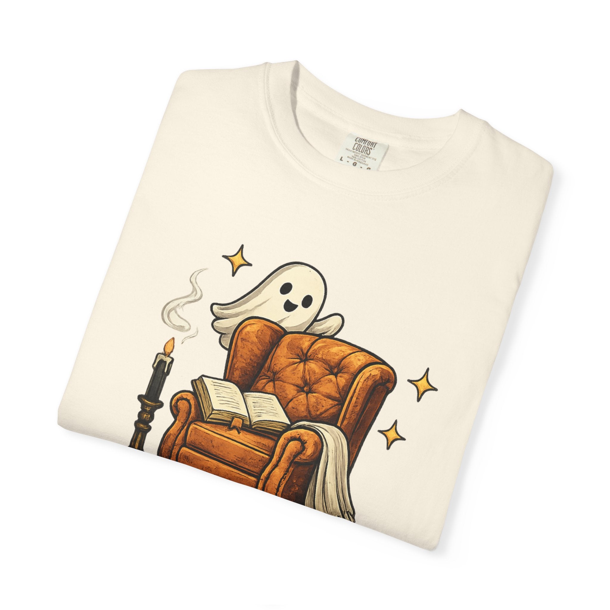 T-Shirt — “One More Chapter or I’ll Haunt You” Ghost Reading Tee