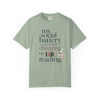 Reading Recharge T-Shirt — "My Social Battery Is Currently Charging via Reading" Booklover Tee