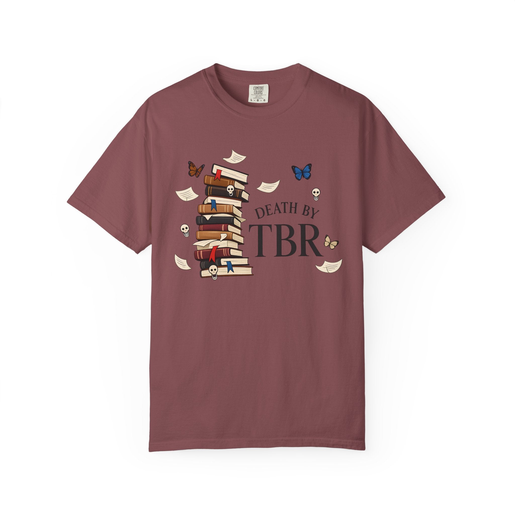 Death by TBR Book Stack T-Shirt — Reader Gift Graphic Tee