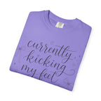 Graphic T-Shirt — “Currently Kicking My Feet Over Fictional Men” Printed Tee for Book Lovers