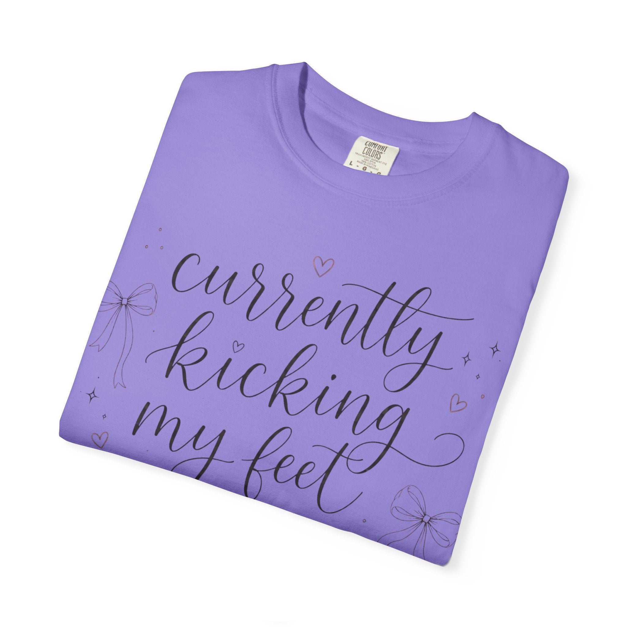 Graphic T-Shirt — “Currently Kicking My Feet Over Fictional Men” Printed Tee for Book Lovers