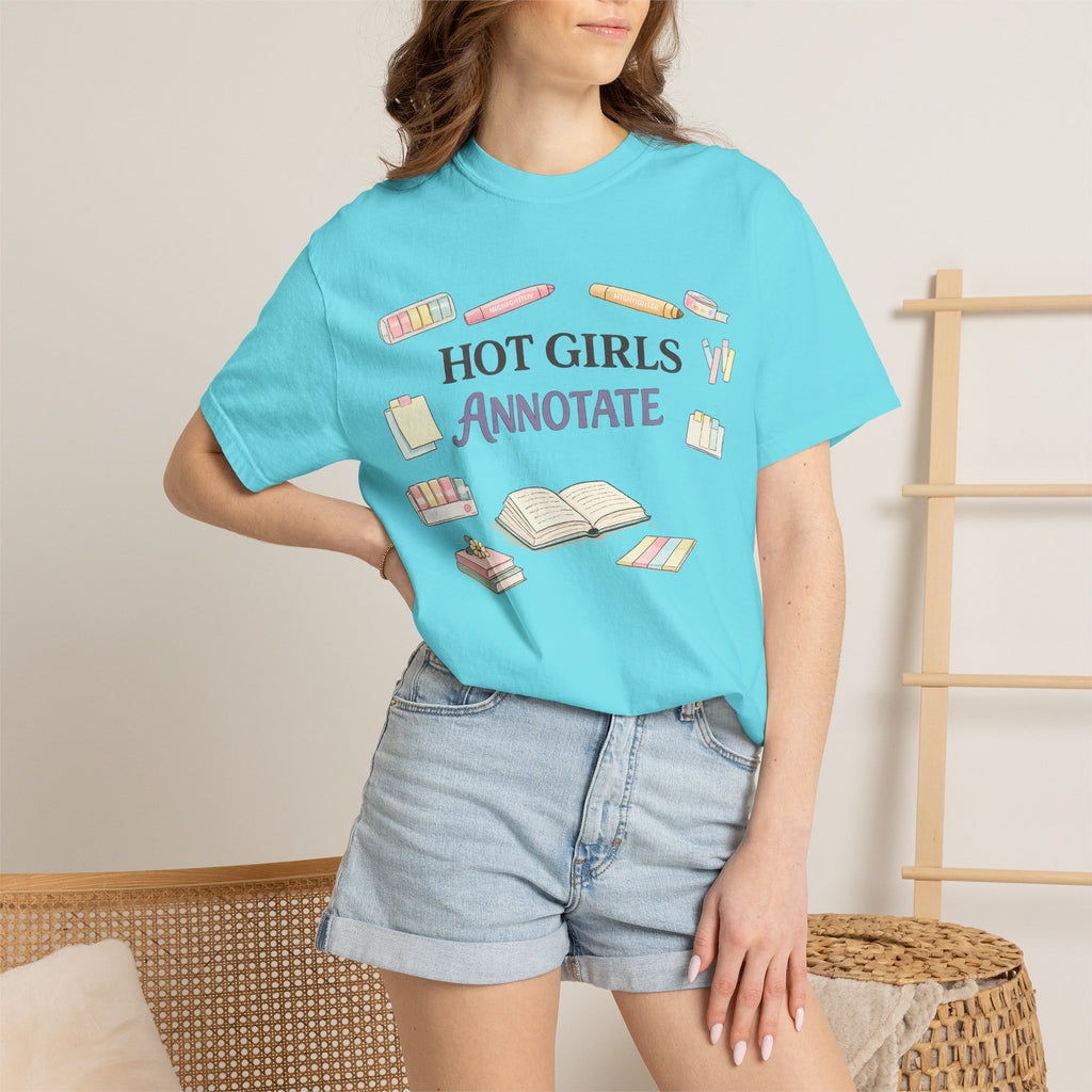 Hot Girls Annotate T-Shirt — Cute Study/Bookish Graphic Tee for Students & Readers
