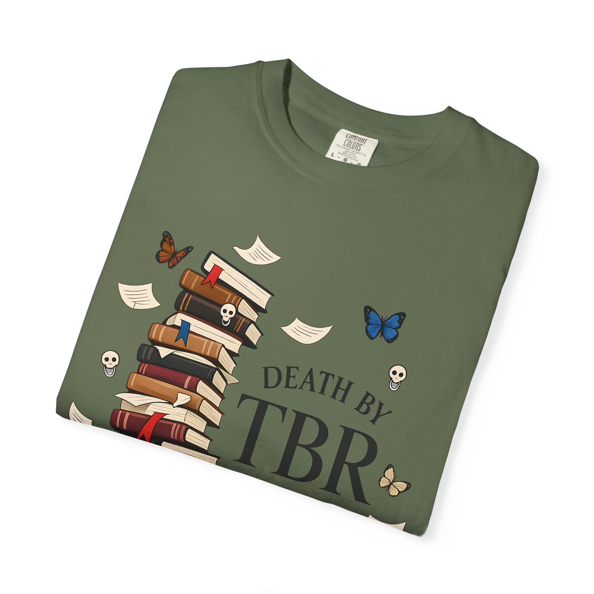 Death by TBR Book Stack T-Shirt — Reader Gift Graphic Tee