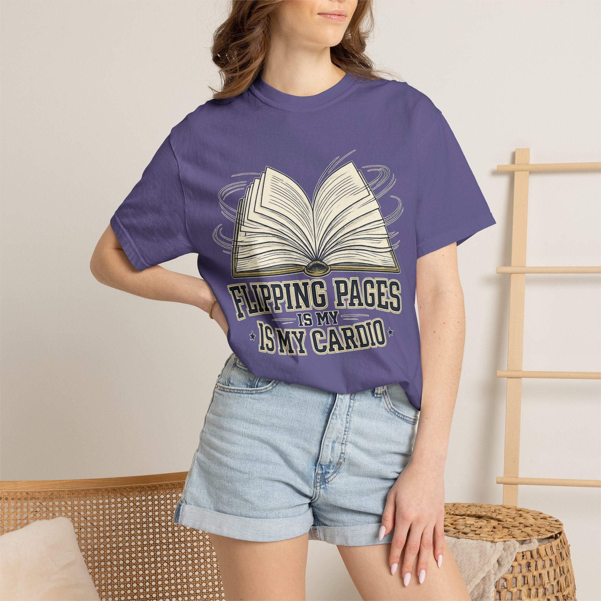 Book Lover T-Shirt — "Flipping Pages Is My Cardio" Graphic Tee