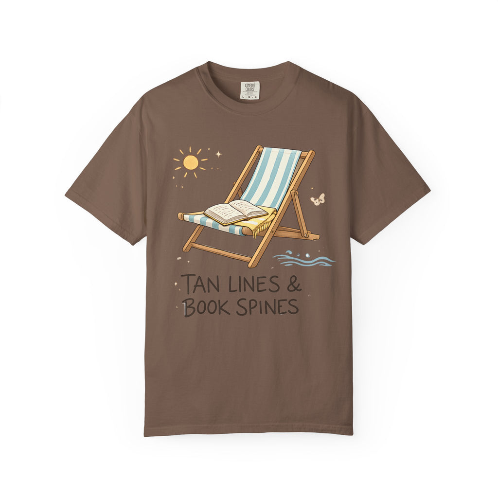 Beach Reading T-Shirt — "Tan Lines & Book Spines" Summer Reader Tee
