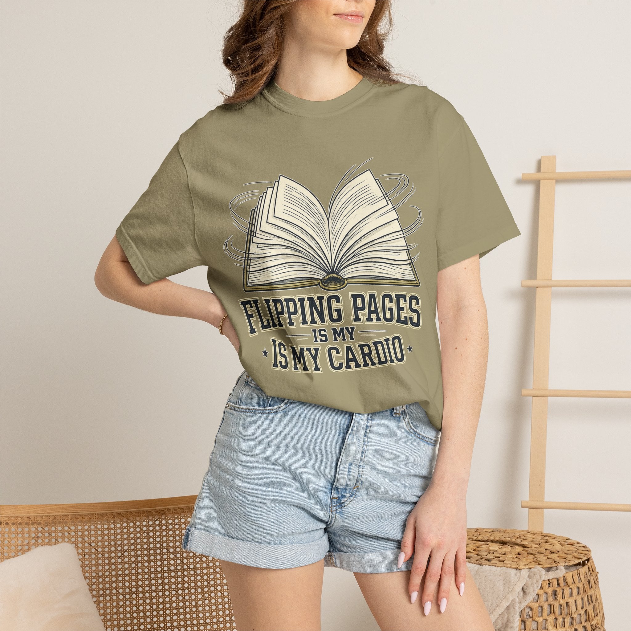 Book Lover T-Shirt — "Flipping Pages Is My Cardio" Graphic Tee