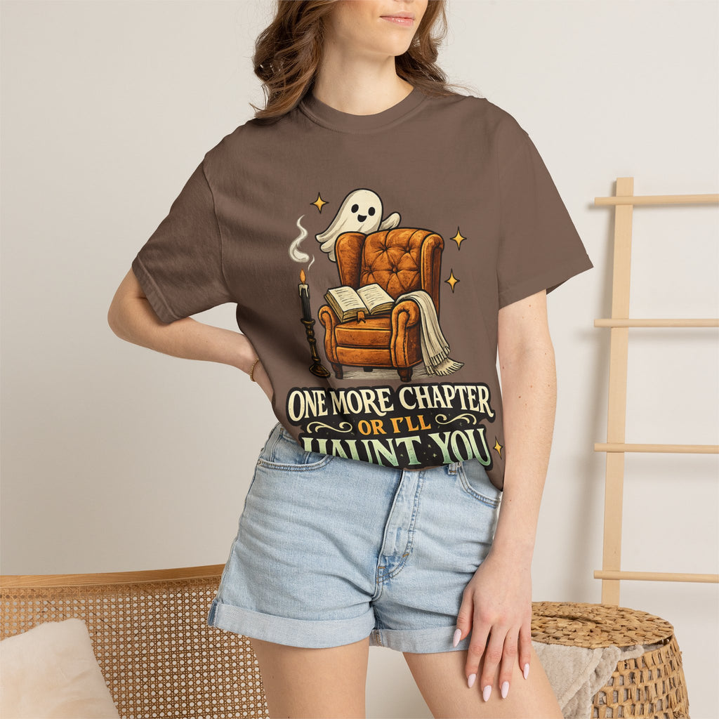 T-Shirt — “One More Chapter or I’ll Haunt You” Ghost Reading Tee