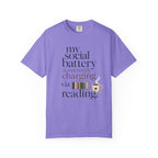 Reading Recharge T-Shirt — "My Social Battery Is Currently Charging via Reading" Booklover Tee