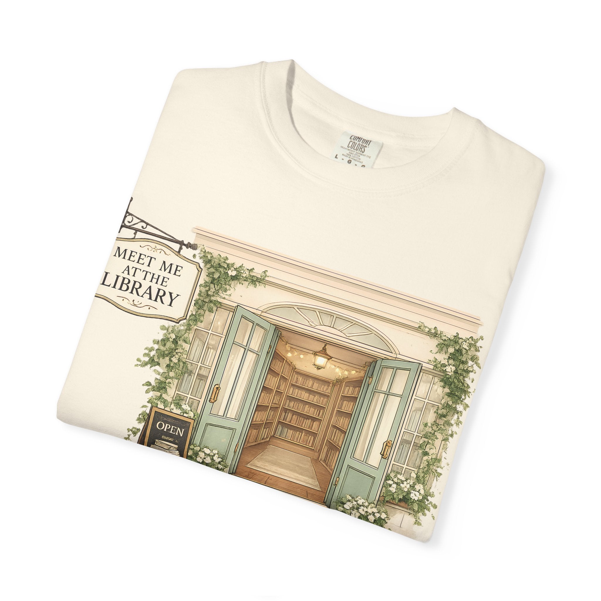 Meet Me at the Library T-Shirt — Cozy Bookshop Illustration Tee