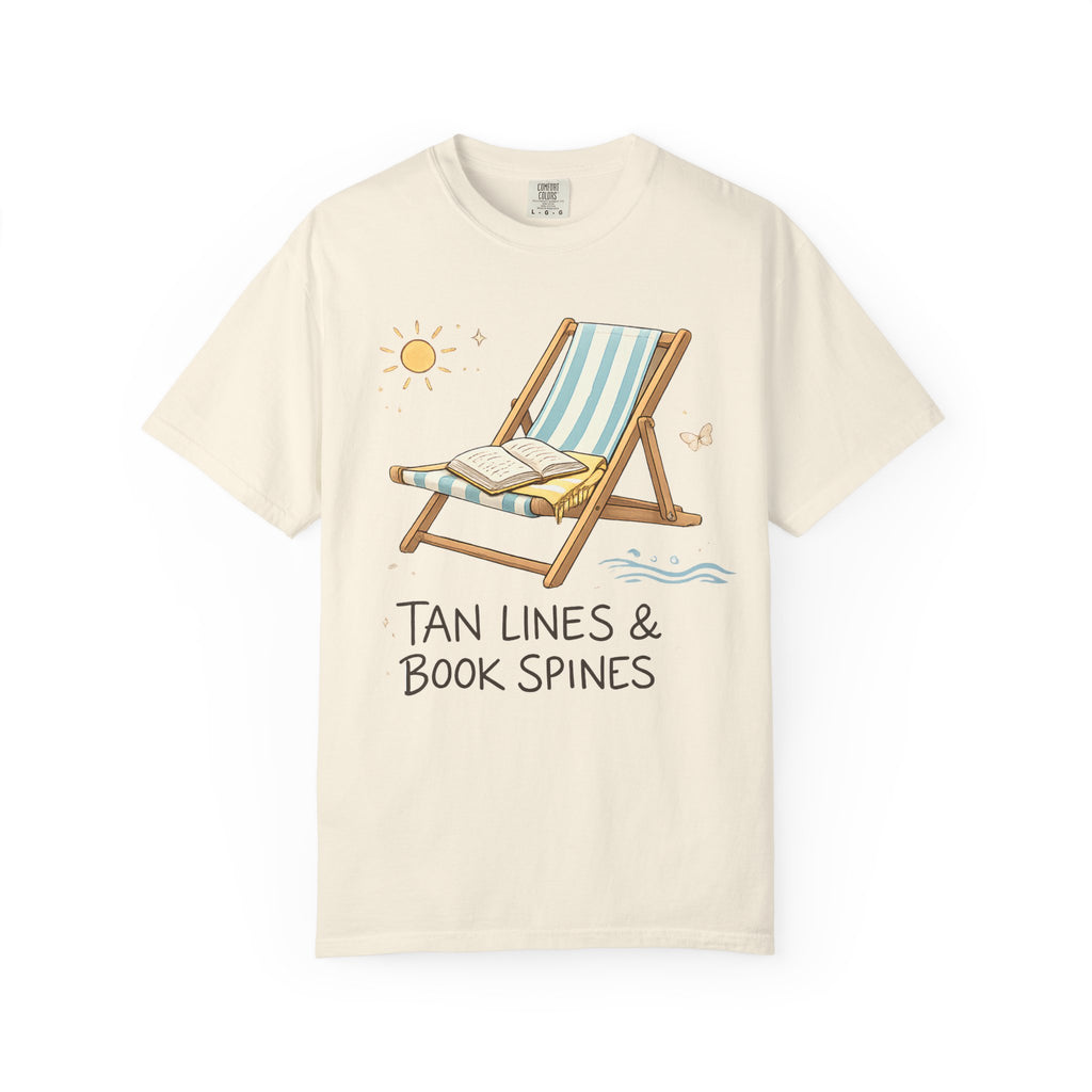 Beach Reading T-Shirt — "Tan Lines & Book Spines" Summer Reader Tee