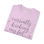 Graphic T-Shirt — “Currently Kicking My Feet Over Fictional Men” Printed Tee for Book Lovers