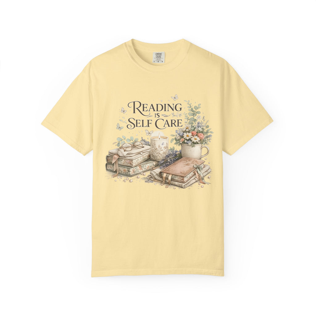 Reading Is Self Care T-Shirt — Cozy Floral Book Lover Tee