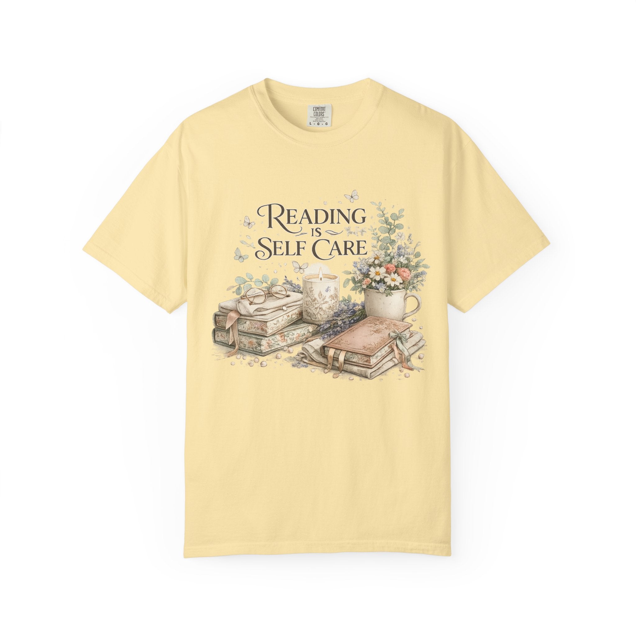 Reading Is Self Care T-Shirt — Cozy Floral Book Lover Tee