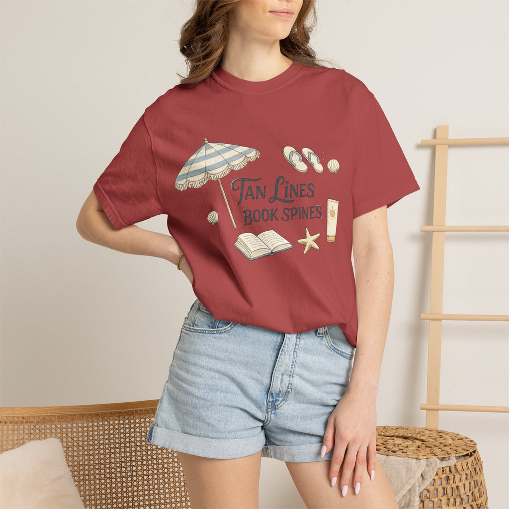Beach Reading T-Shirt — "Tan Lines, Book Spines" Summer Graphic Tee