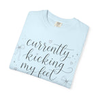 Graphic T-Shirt — “Currently Kicking My Feet Over Fictional Men” Printed Tee for Book Lovers